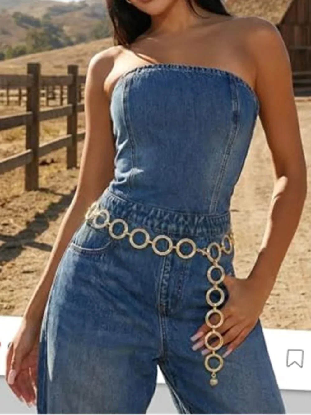 Women Multilayer Gold Silver Metal Link Body Chain Belt Ladies Waist